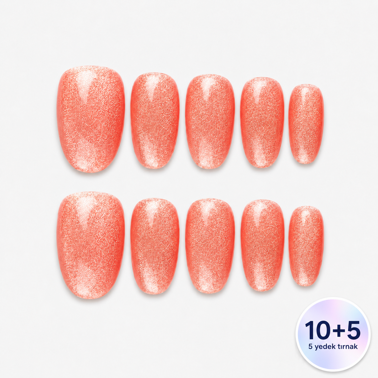Pembe Kısa Oval El Yapımı Jel Takma Tırnak KKOV1765