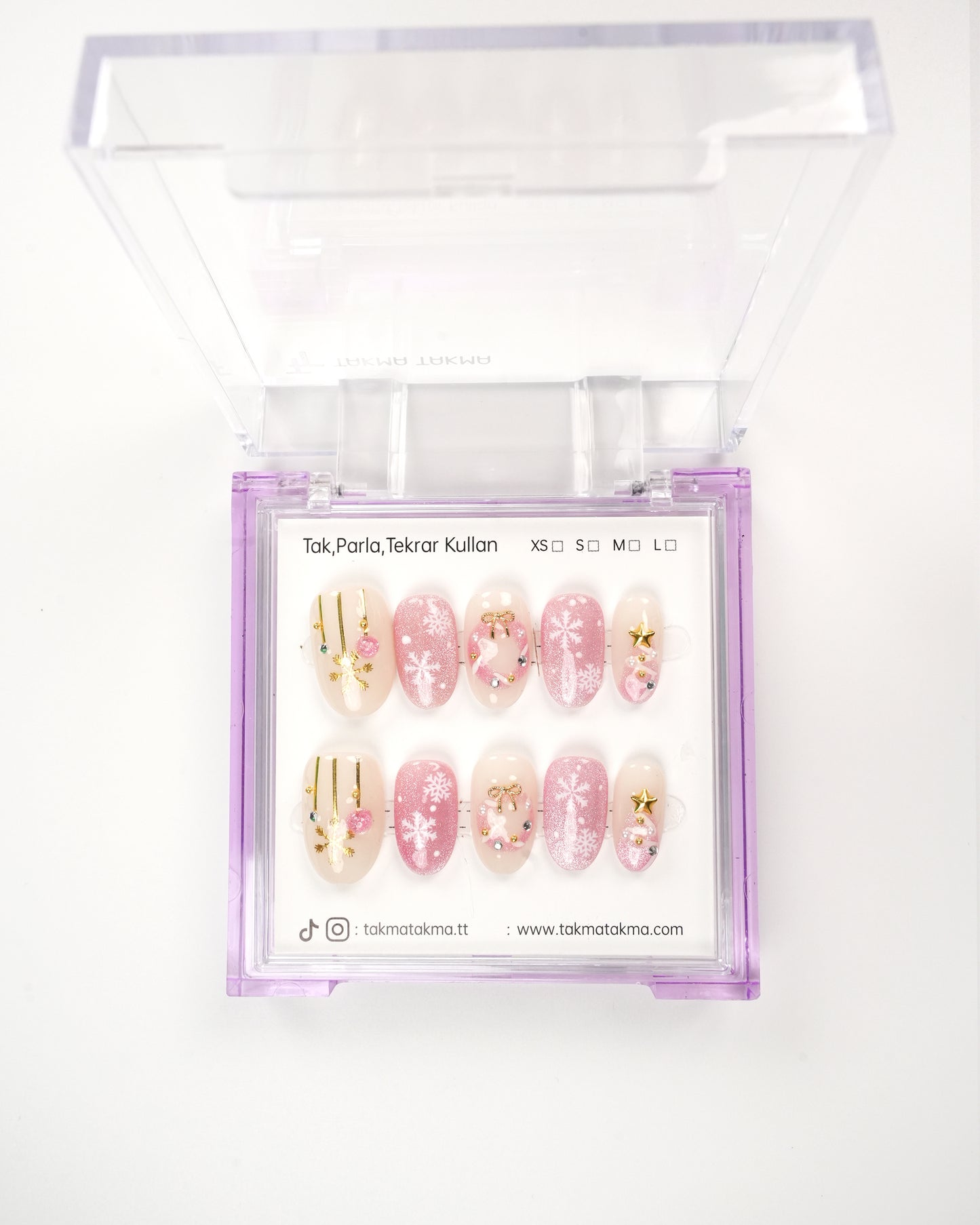 10'lu Pembe Kısa Oval KOV1523 Tekrar Kullanılabilir El Yapımı Protez Takma Tırnak