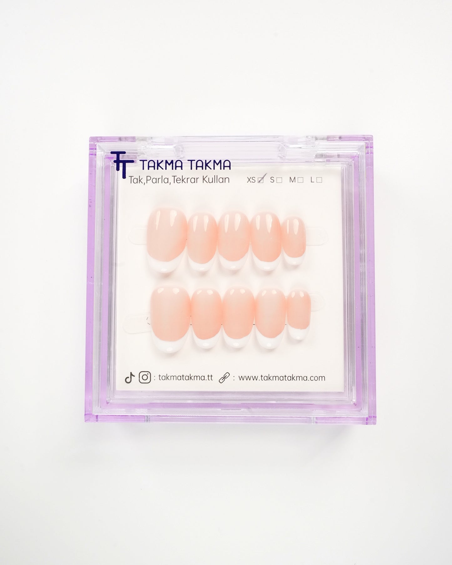 15'li Ten Kısa Oval KOVK1538FK Tekrar Kullanılabilir El Yapımı Protez Takma Tırnak