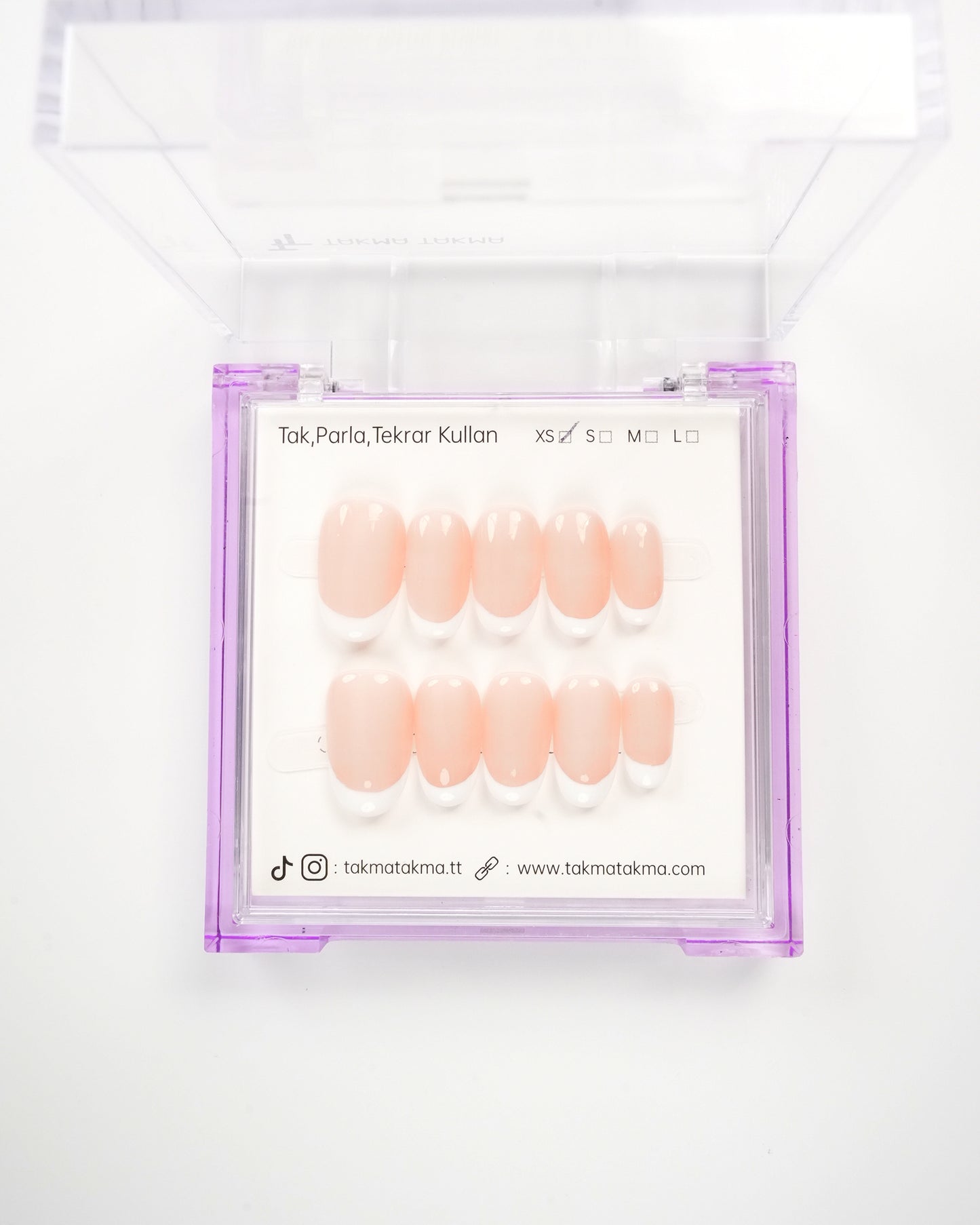 15'li Ten Kısa Oval KOVK1538FK Tekrar Kullanılabilir El Yapımı Protez Takma Tırnak