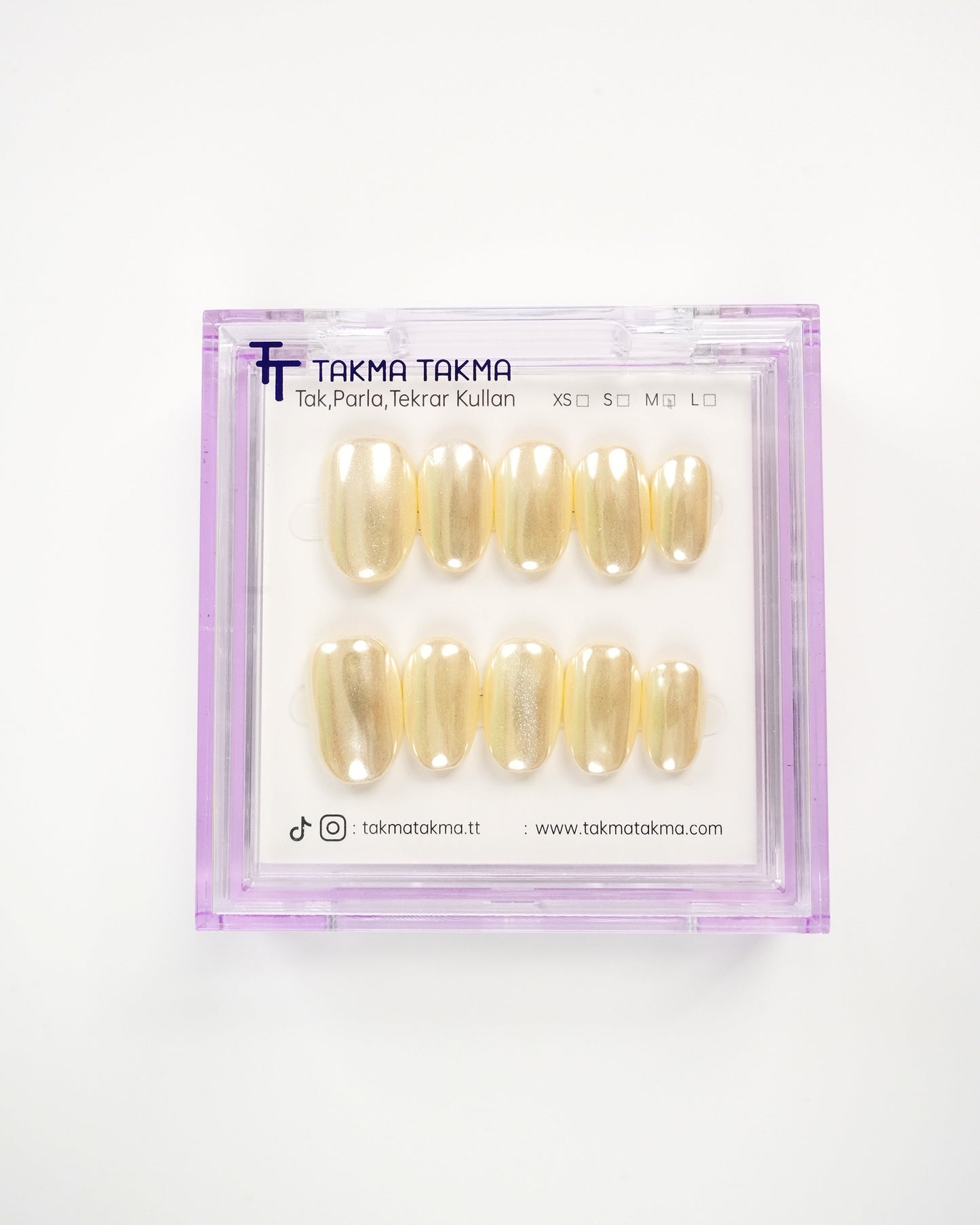 15'li Sarı Kısa Oval KOV1550 Tekrar Kullanılabilir El Yapımı Protez Takma Tırnak