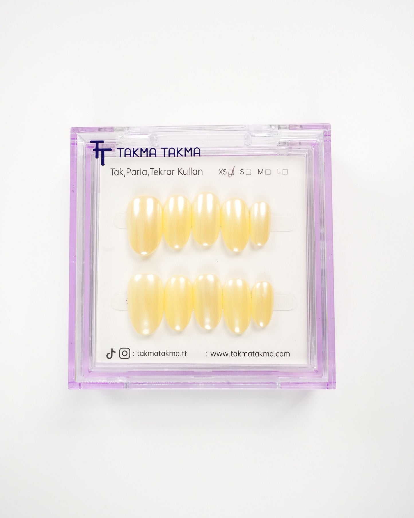 15'li Sarı Kısa Oval KOV1551 Tekrar Kullanılabilir El Yapımı Protez Takma Tırnak