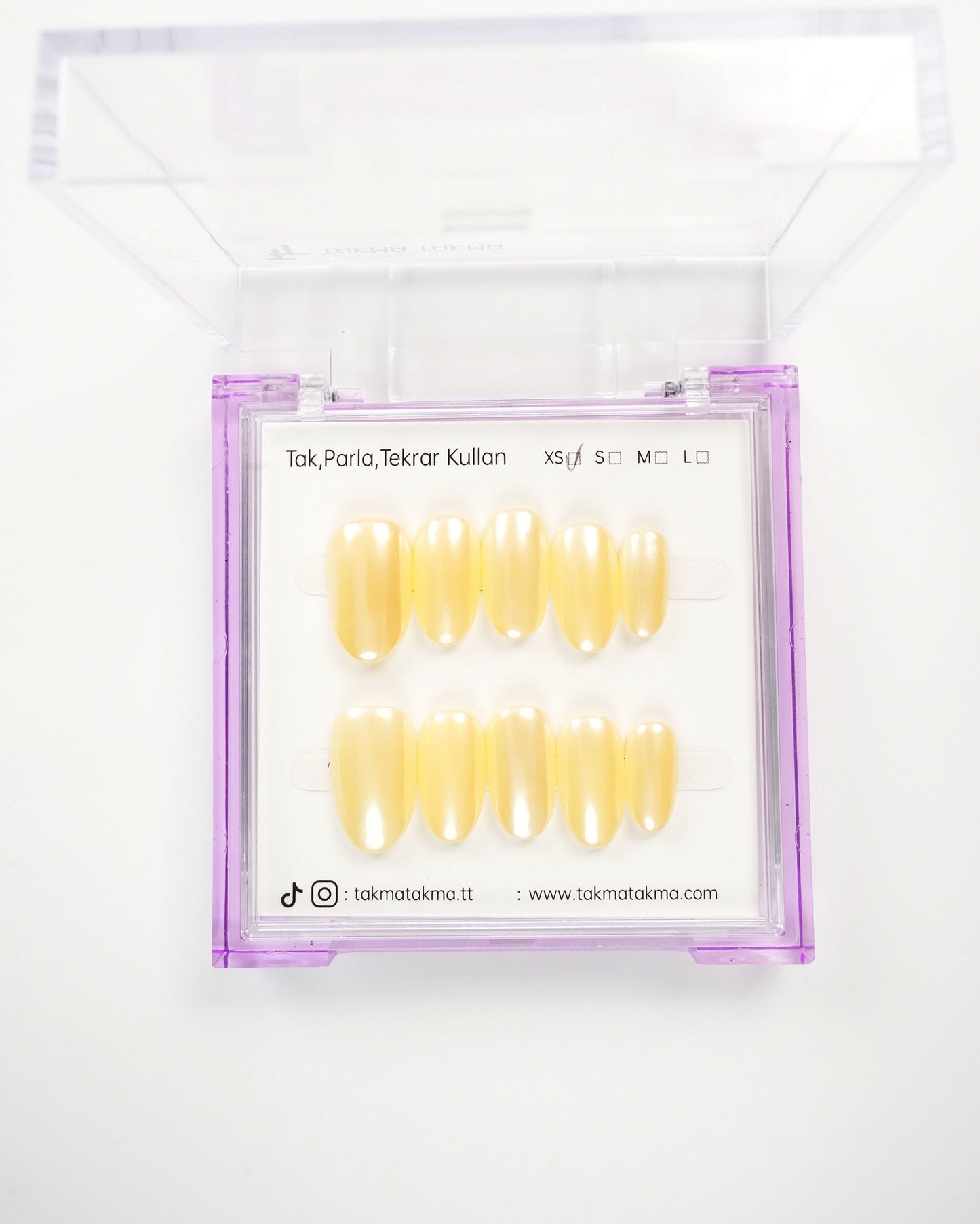 15'li Sarı Kısa Oval KOV1551 Tekrar Kullanılabilir El Yapımı Protez Takma Tırnak