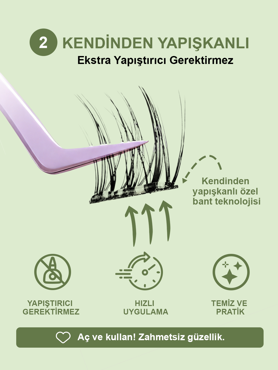 KP1451 - Kendinden Yapışkanlı Takma Kirpik Siyah Takma Takma