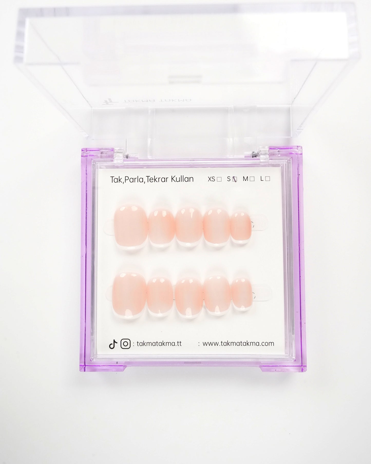 15'li Ten Kısa Yuvarlark KYL1535FI Tekrar Kullanılabilir El Yapımı Protez Takma Tırnak