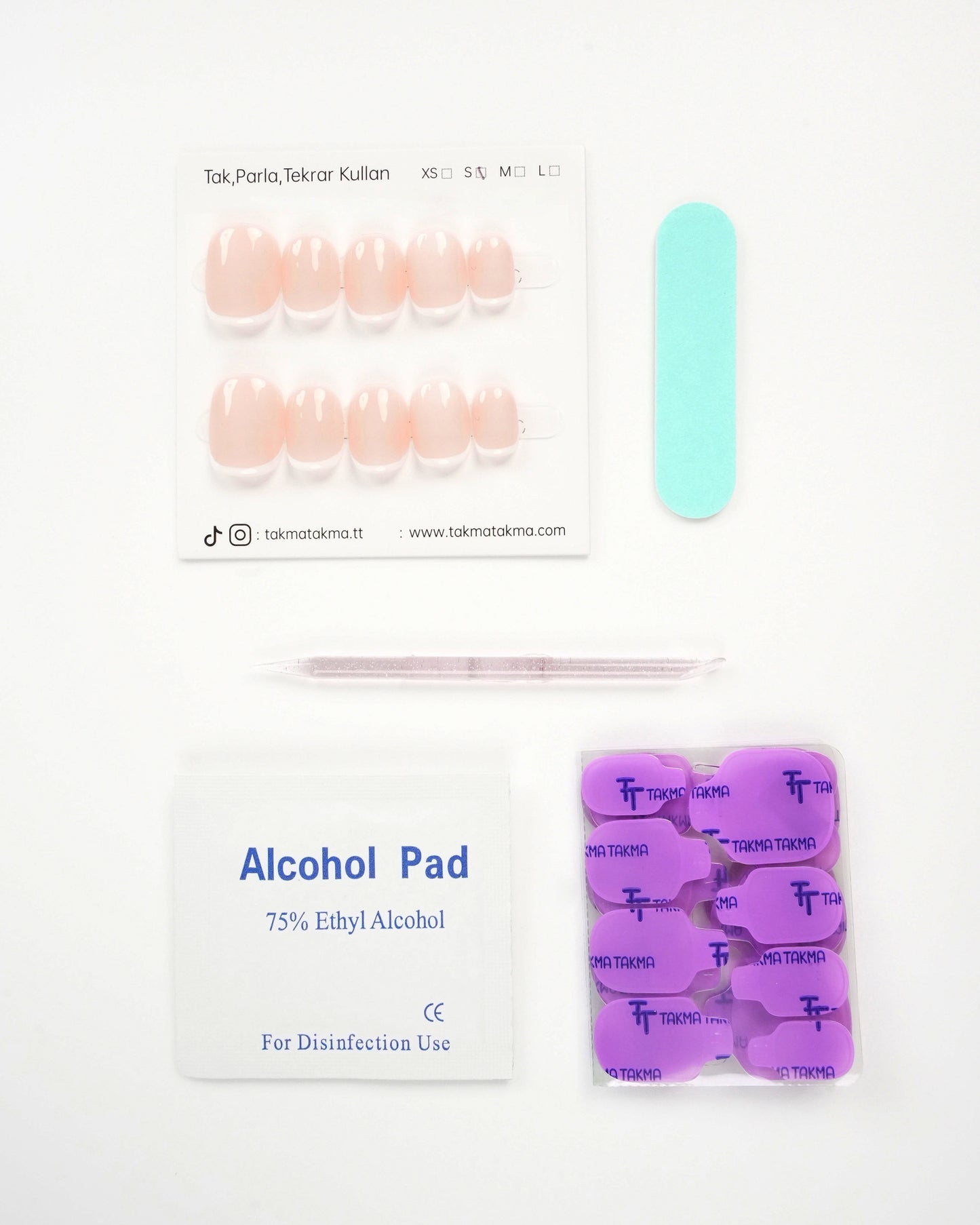 15'li Ten Kısa Yuvarlark KYL1535FI Tekrar Kullanılabilir El Yapımı Protez Takma Tırnak