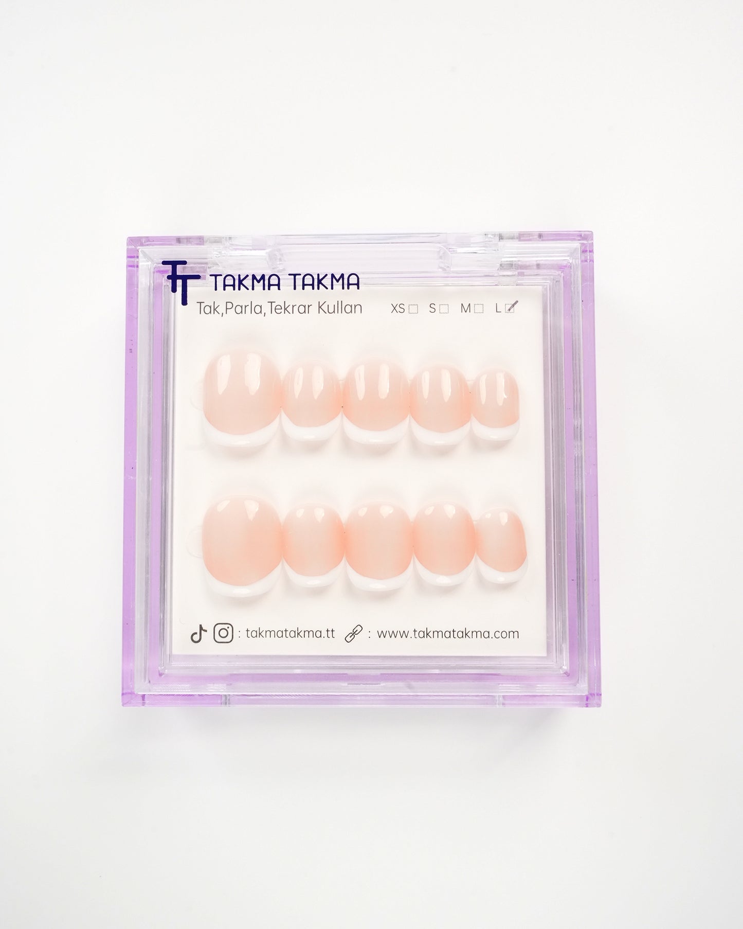 15'li Ten Kısa Yuvarlark KYLK1541FK Tekrar Kullanılabilir El Yapımı Protez Takma Tırnak