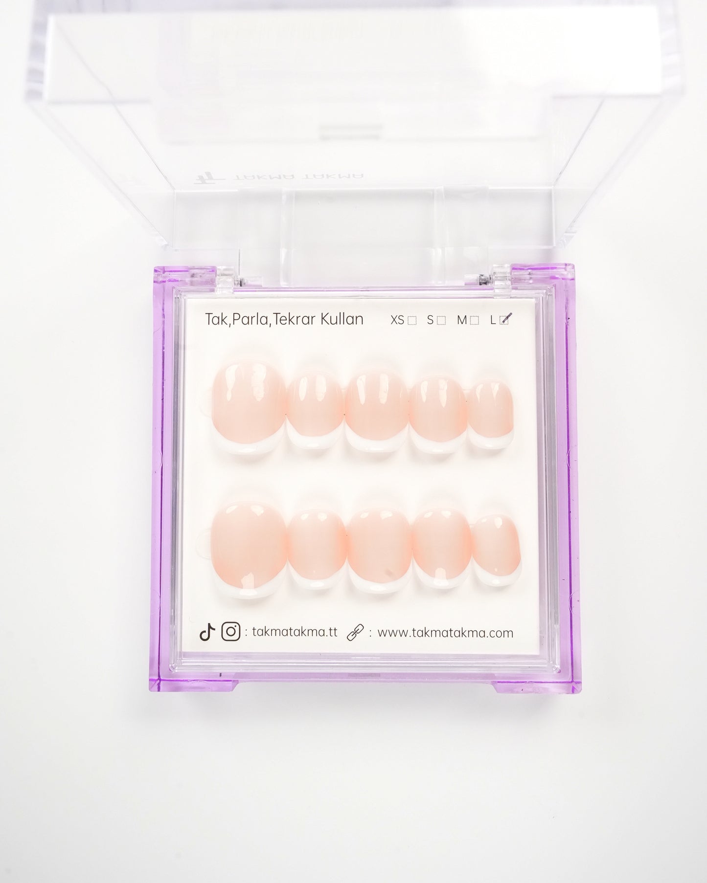 15'li Ten Kısa Yuvarlark KYLK1541FK Tekrar Kullanılabilir El Yapımı Protez Takma Tırnak