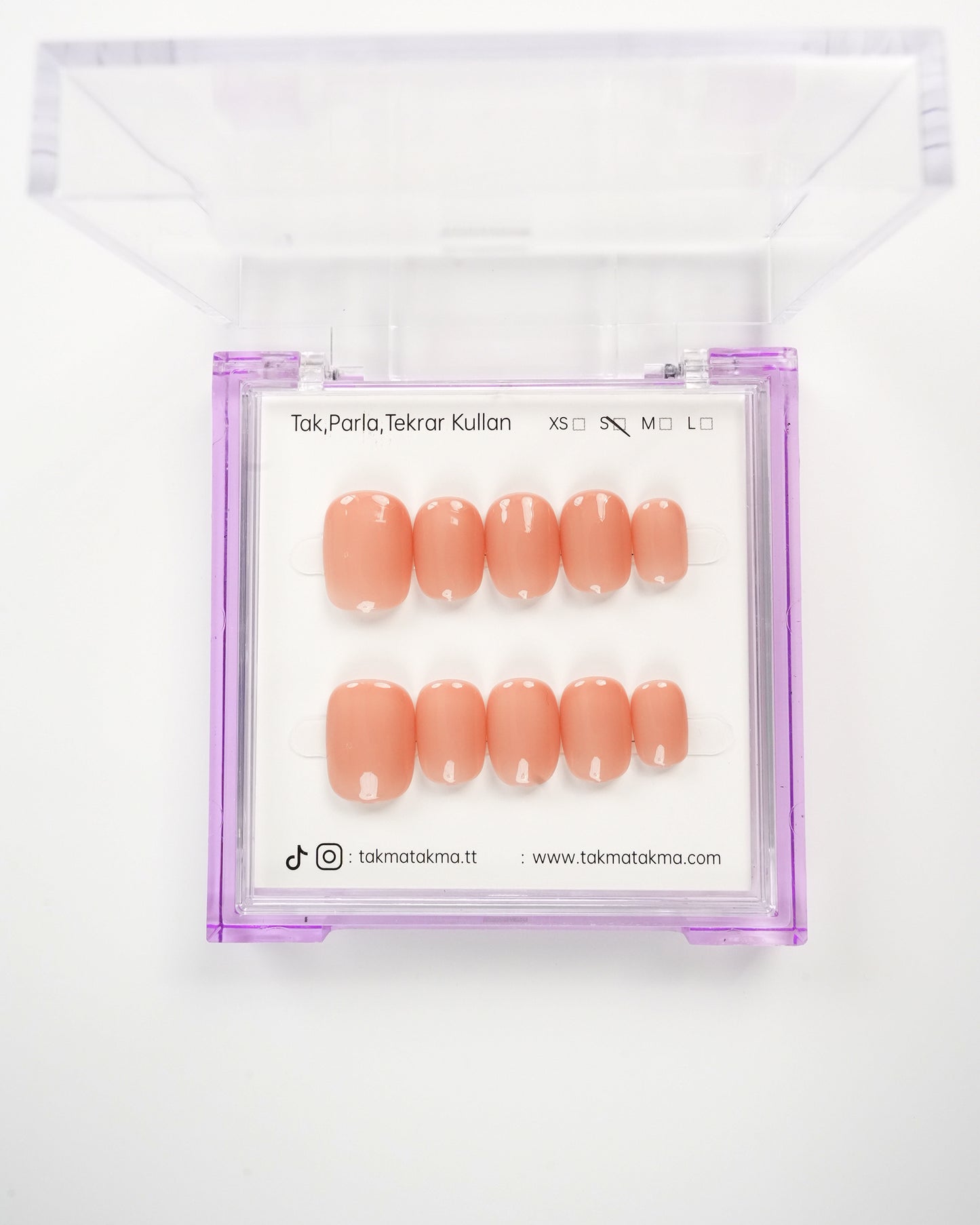 15'li Ten Kısa Yuvarlark KYL1546 Tekrar Kullanılabilir El Yapımı Protez Takma Tırnak