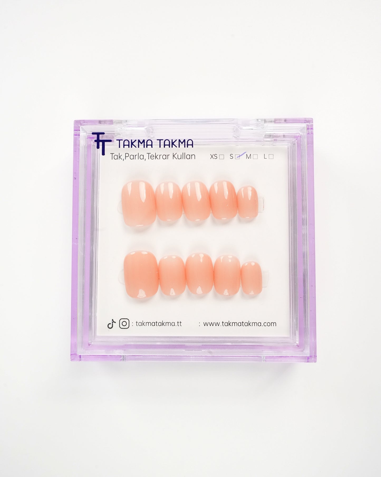 15'li Ten Kısa Yuvarlark KYL1548 Tekrar Kullanılabilir El Yapımı Protez Takma Tırnak