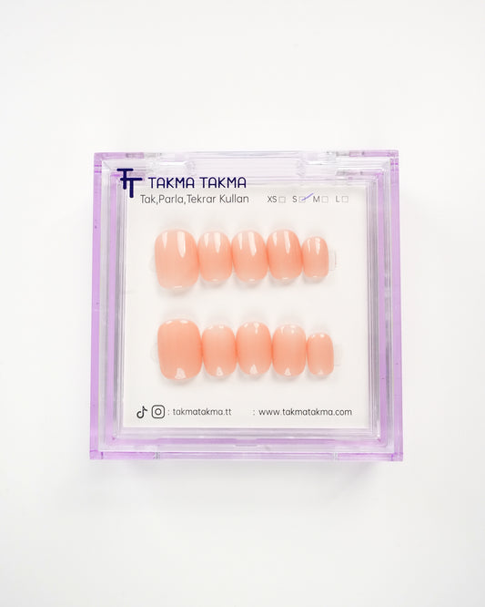 15'li Ten Kısa Yuvarlark KYL1548 Tekrar Kullanılabilir El Yapımı Protez Takma Tırnak