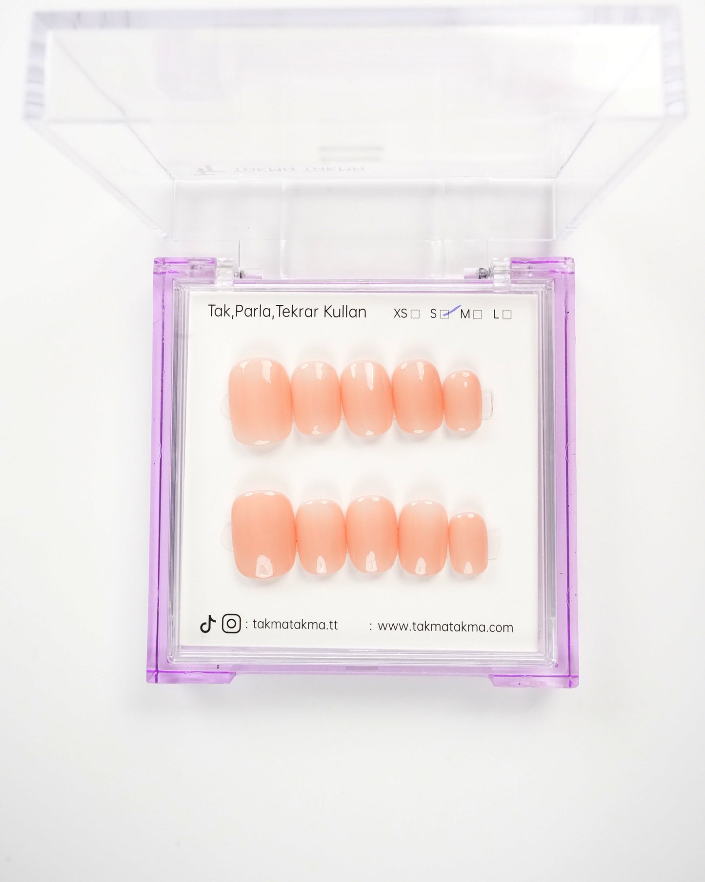 15'li Ten Kısa Yuvarlark KYL1548 Tekrar Kullanılabilir El Yapımı Protez Takma Tırnak