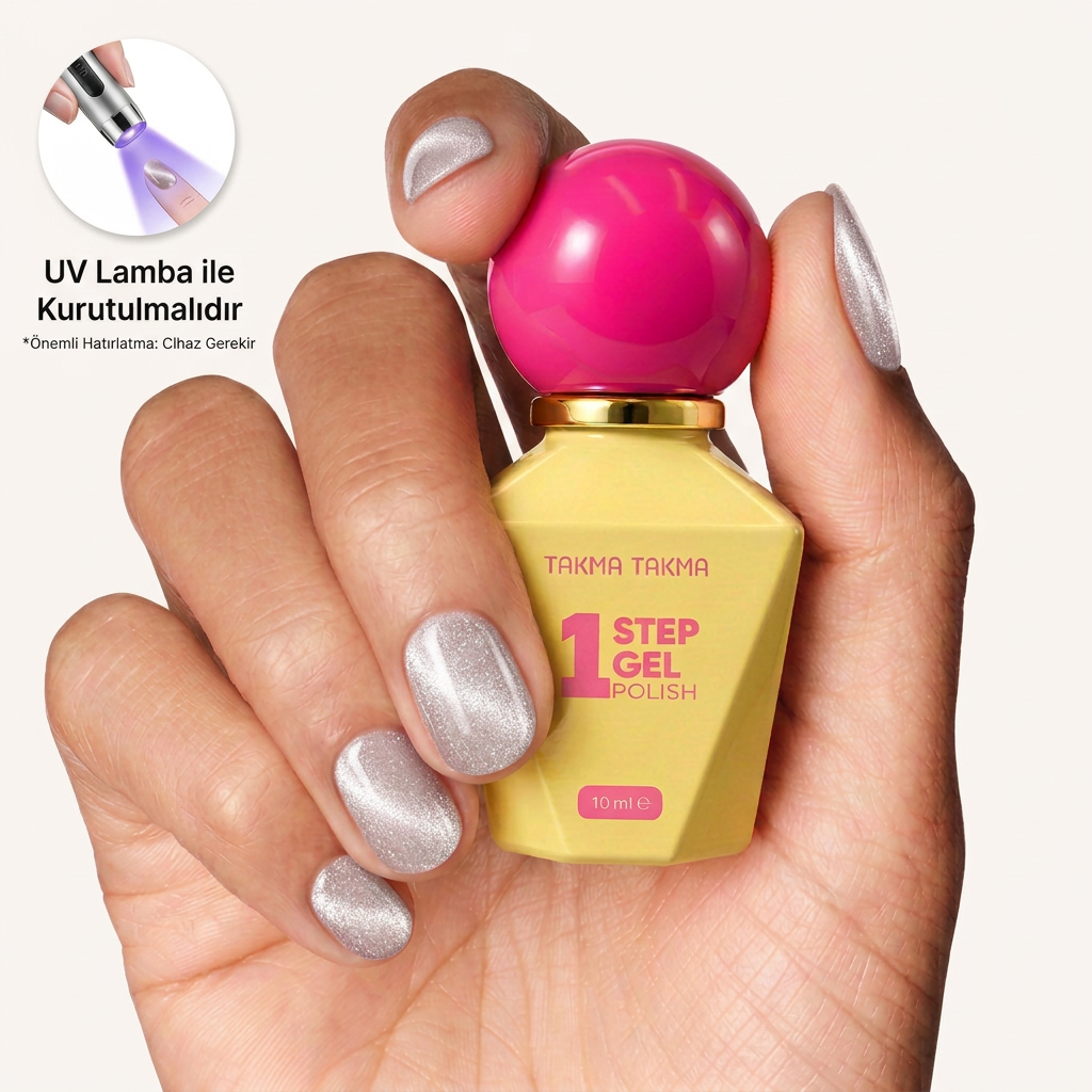 Lune Rose Gold Nude Kedi Gözü Kalıcı Oje – 4'ü 1 Arada One Step Jel OG-K-06