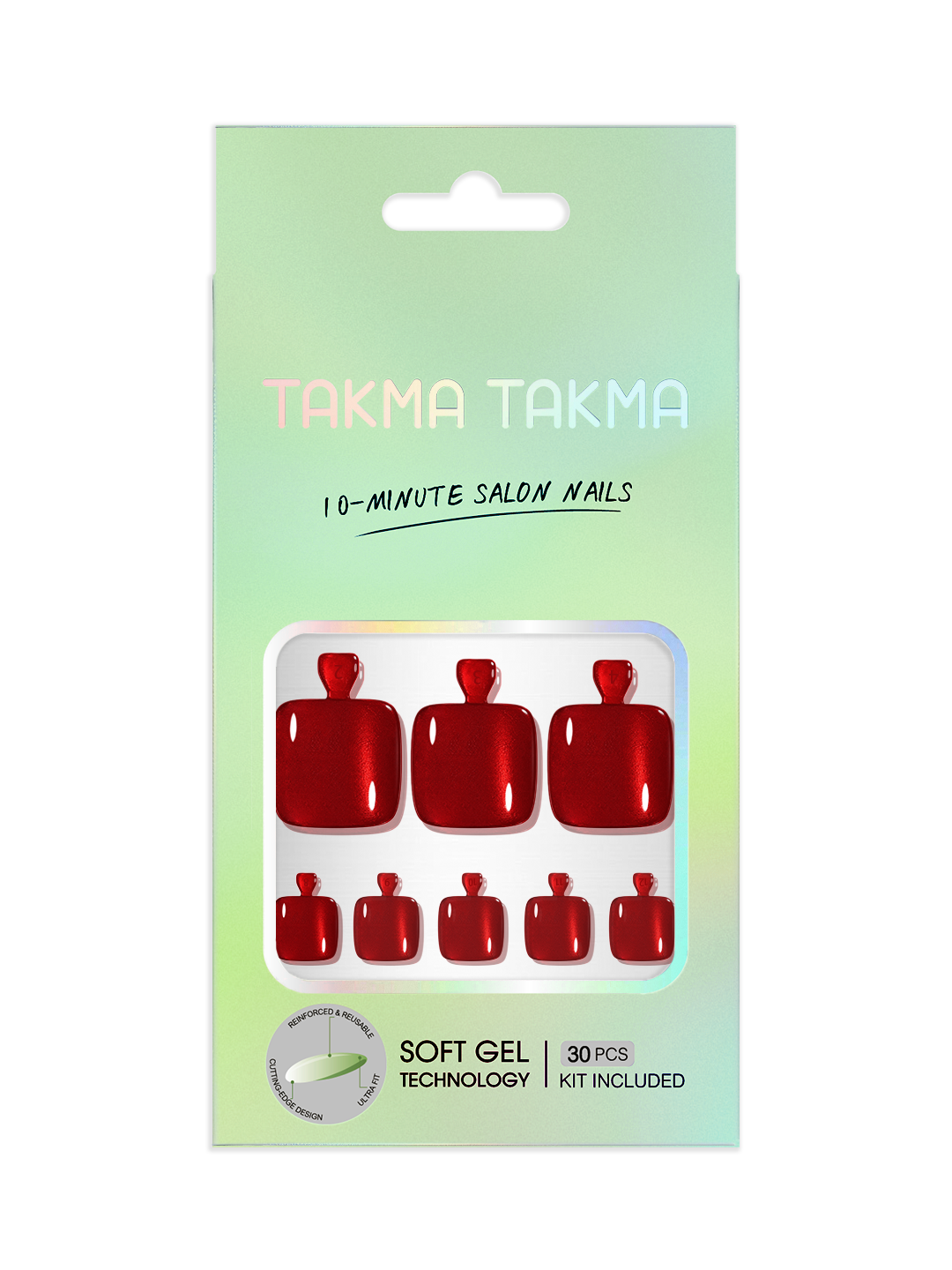 Kırmızı Cat Eye Ayak Tırnağı Soft Jel Takma Tırnak MAYT-3536
