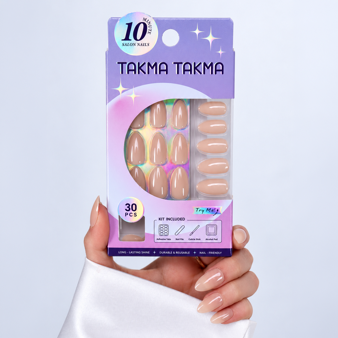 Nude Şeftali Kısa Badem Soft Jel Standart Beden 30'lu Takma Tırnak MKBD3646