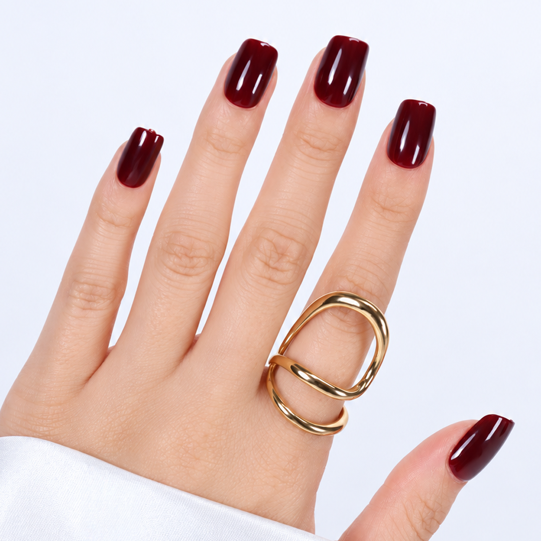 Koyu Bordo Cat Eye Kısa Balerin Soft Jel Standart Beden 30'lu Takma Tırnak MKBL3656