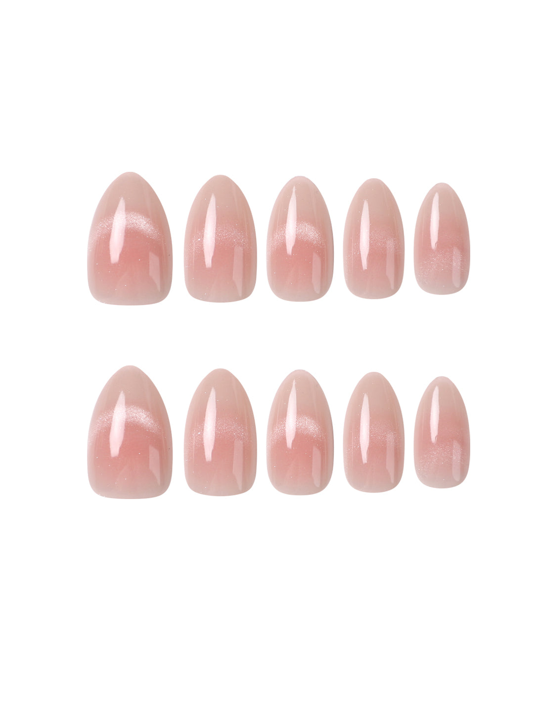 Nude Pembe Gül Cat Eye Kısa Badem Soft Jel Standart Beden 30'lu Takma Tırnak MKBD3678