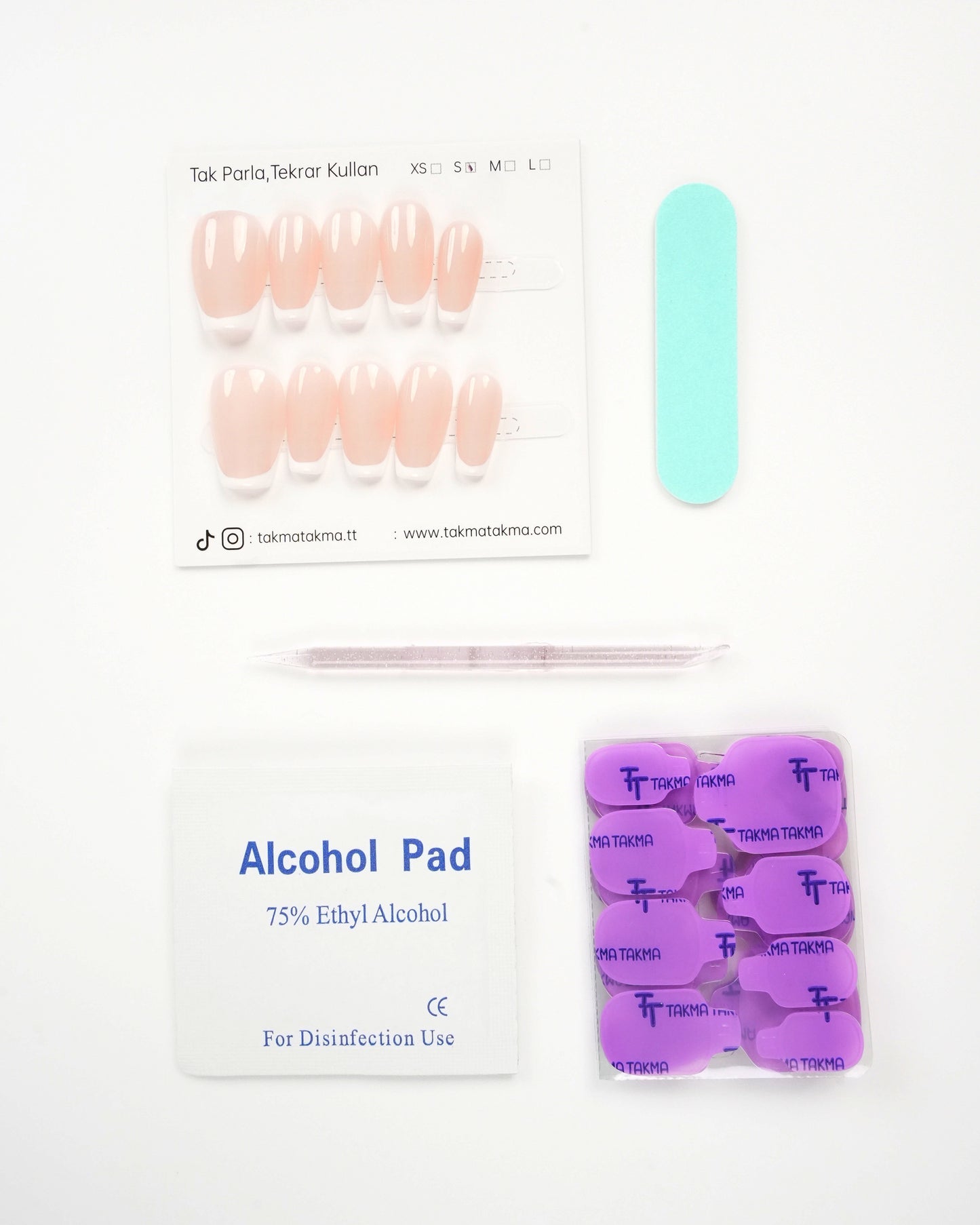 15'li Ten Orta Balerin OBL1534FI Tekrar Kullanılabilir El Yapımı Protez Takma Tırnak