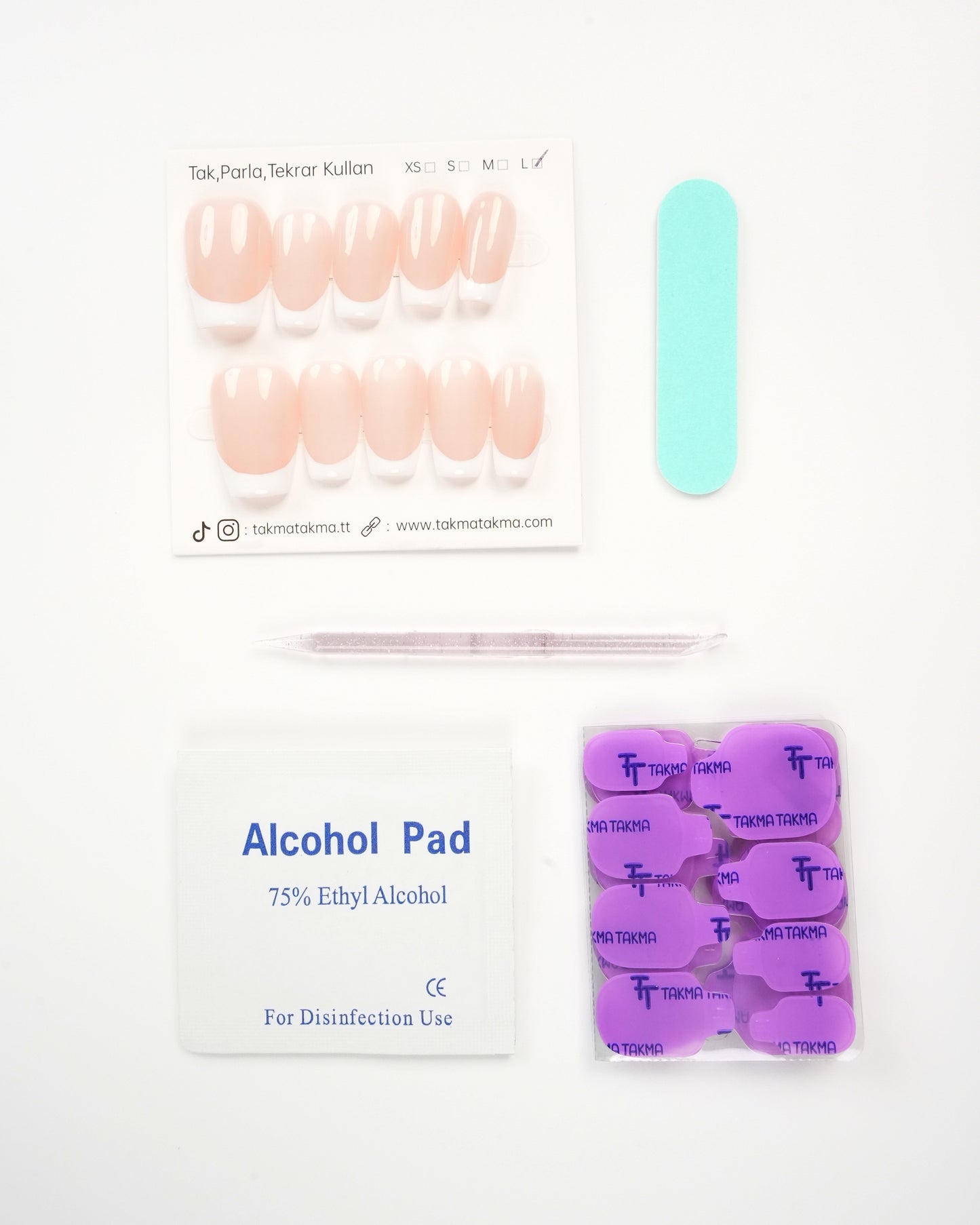 15'li Ten Orta Balerin OBLK1540FK Tekrar Kullanılabilir El Yapımı Protez Takma Tırnak