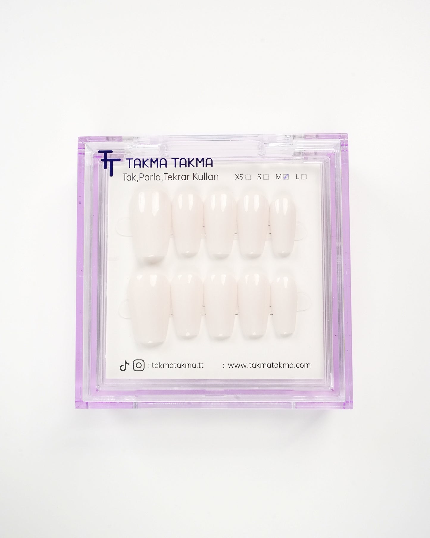 15'li Krem Orta Balerin OBL1542 Tekrar Kullanılabilir El Yapımı Protez Takma Tırnak