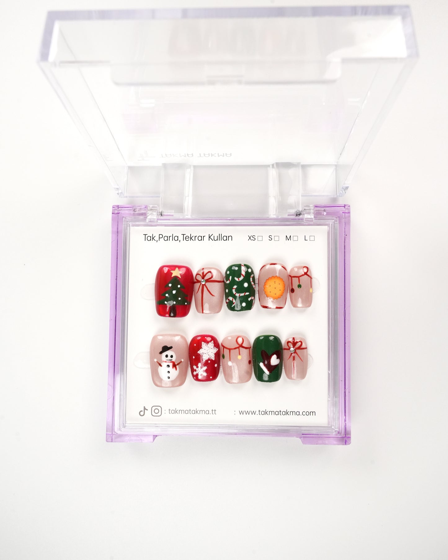 10'lu Renkli Orta Balerin OBL1553 Tekrar Kullanılabilir El Yapımı Protez Takma Tırnak