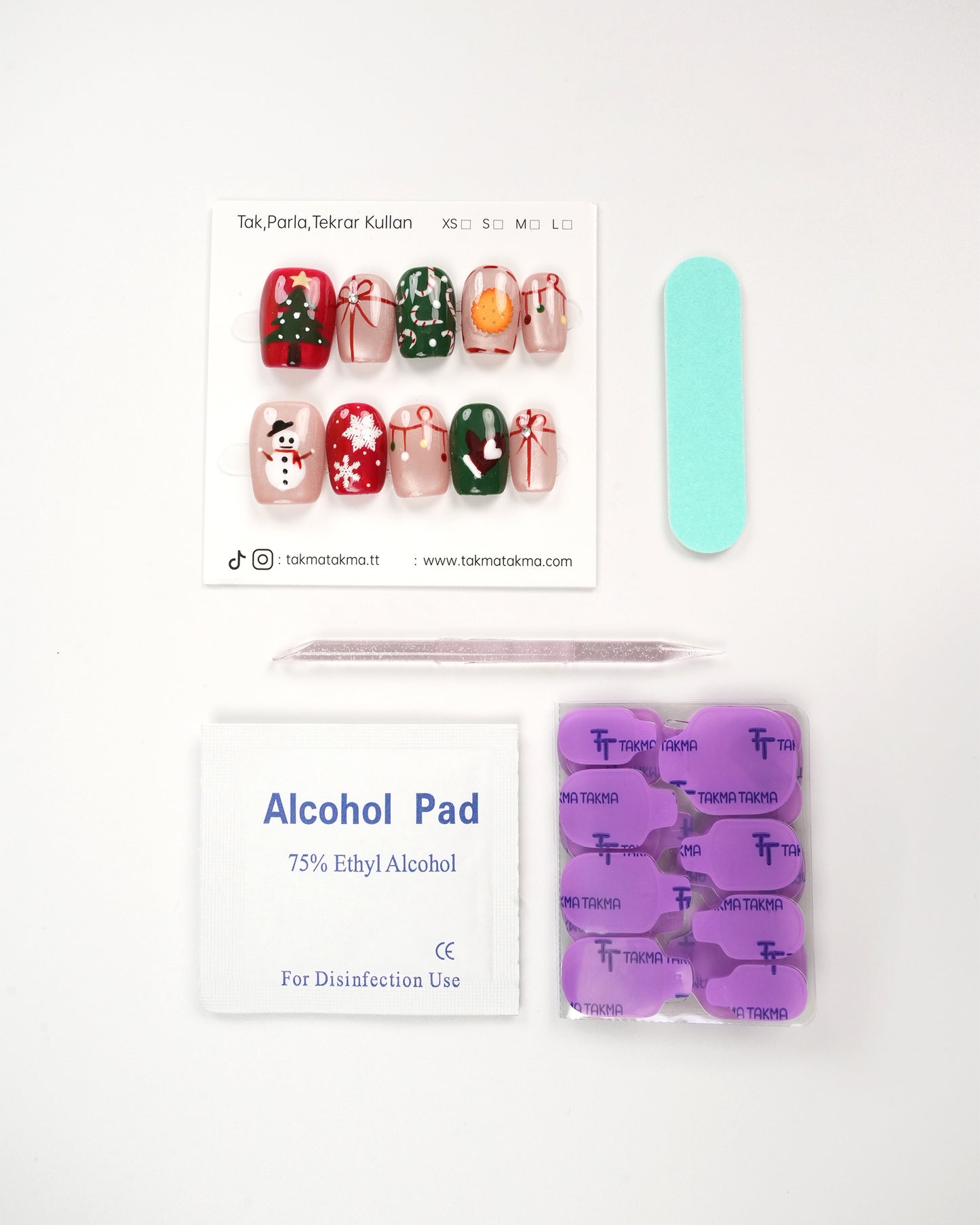 10'lu Renkli Orta Balerin OBL1553 Tekrar Kullanılabilir El Yapımı Protez Takma Tırnak