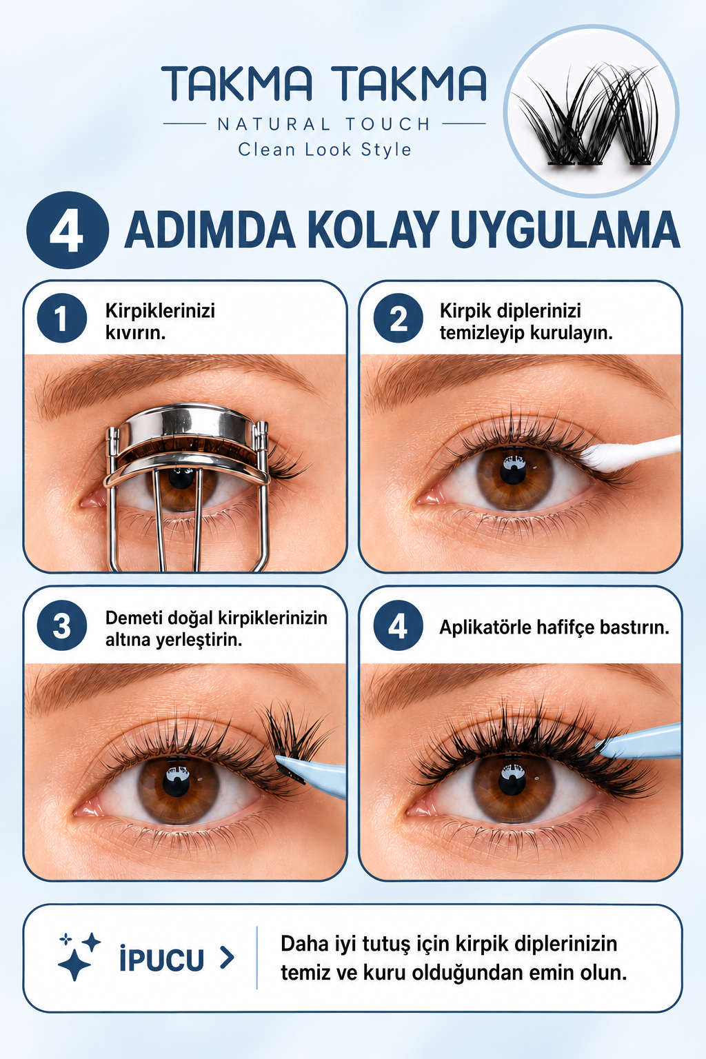 Takma Kirpik Kendinden Yapışkanlı Clean Look Style Natural Touch 10 Sıra RG10CKDM0024 – görsel 4