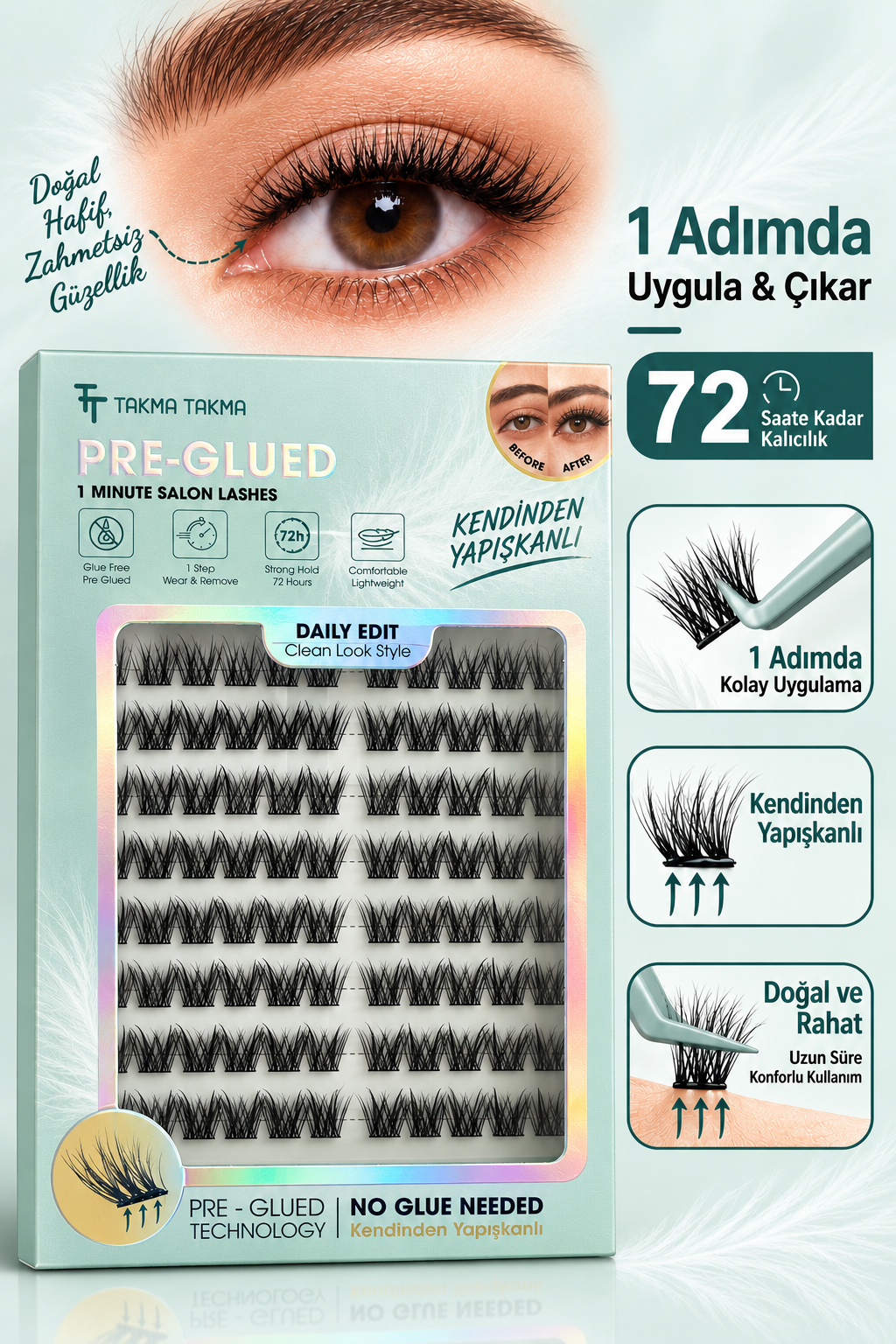Takma Kirpik Kendinden Yapışkanlı Clean Look Style Natural Touch 10 Sıra RG10CKDM0033