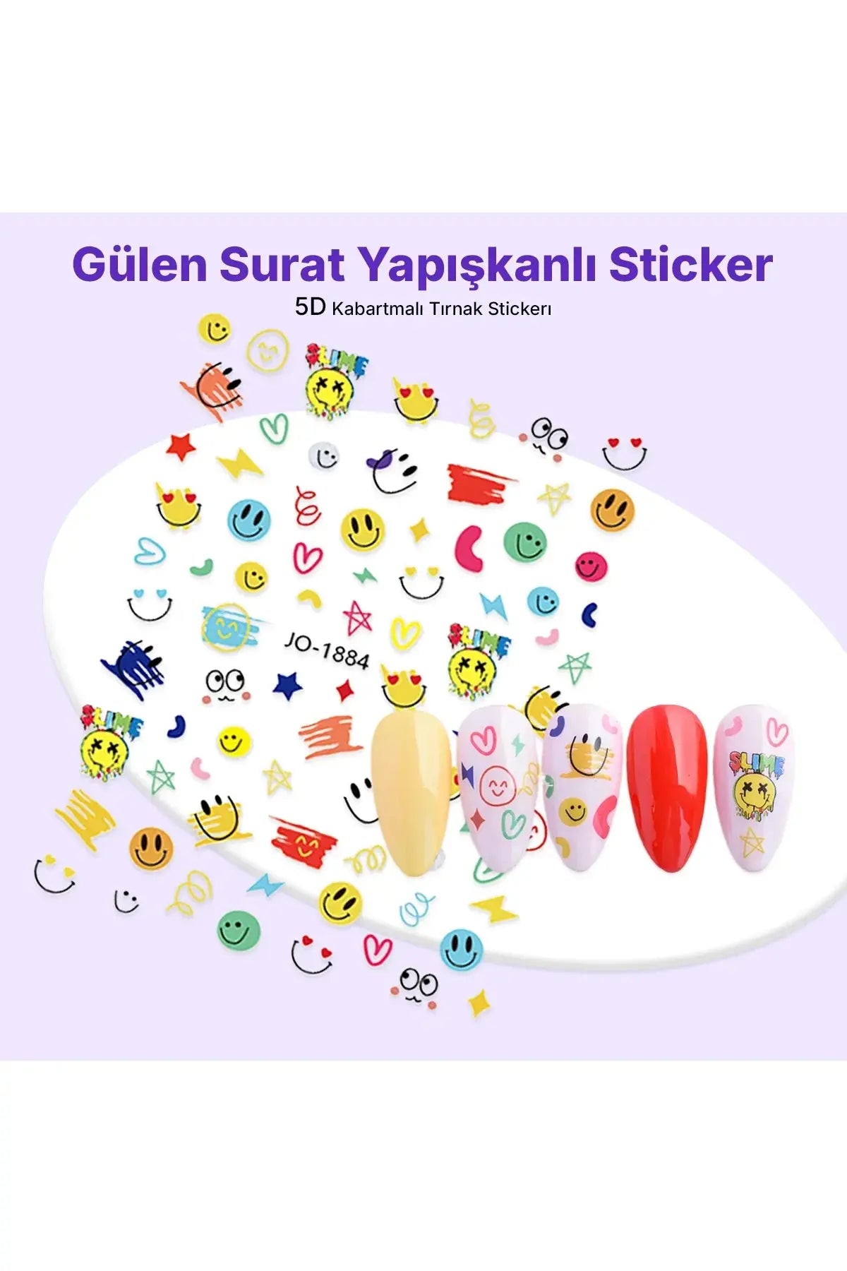 STC-JO-1884 - Gülen Surat Yapışkanlı Sticker Takma Takma