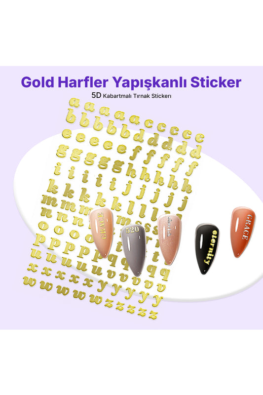 STC-MO-002 - Gold Harfler Yapışkanlı Sticker