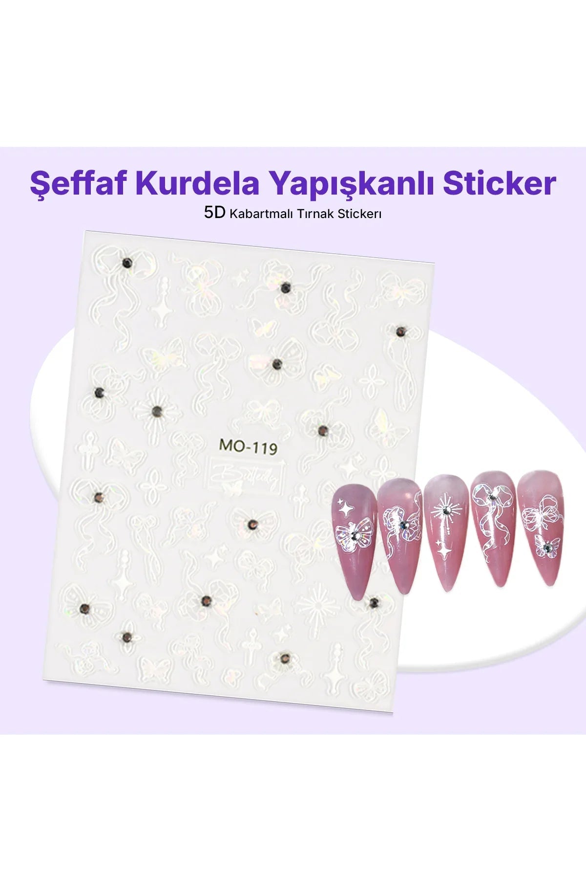 STC-MO-119 - Şeffaf Kurdela Yapışkanlı Sticker Takma Takma