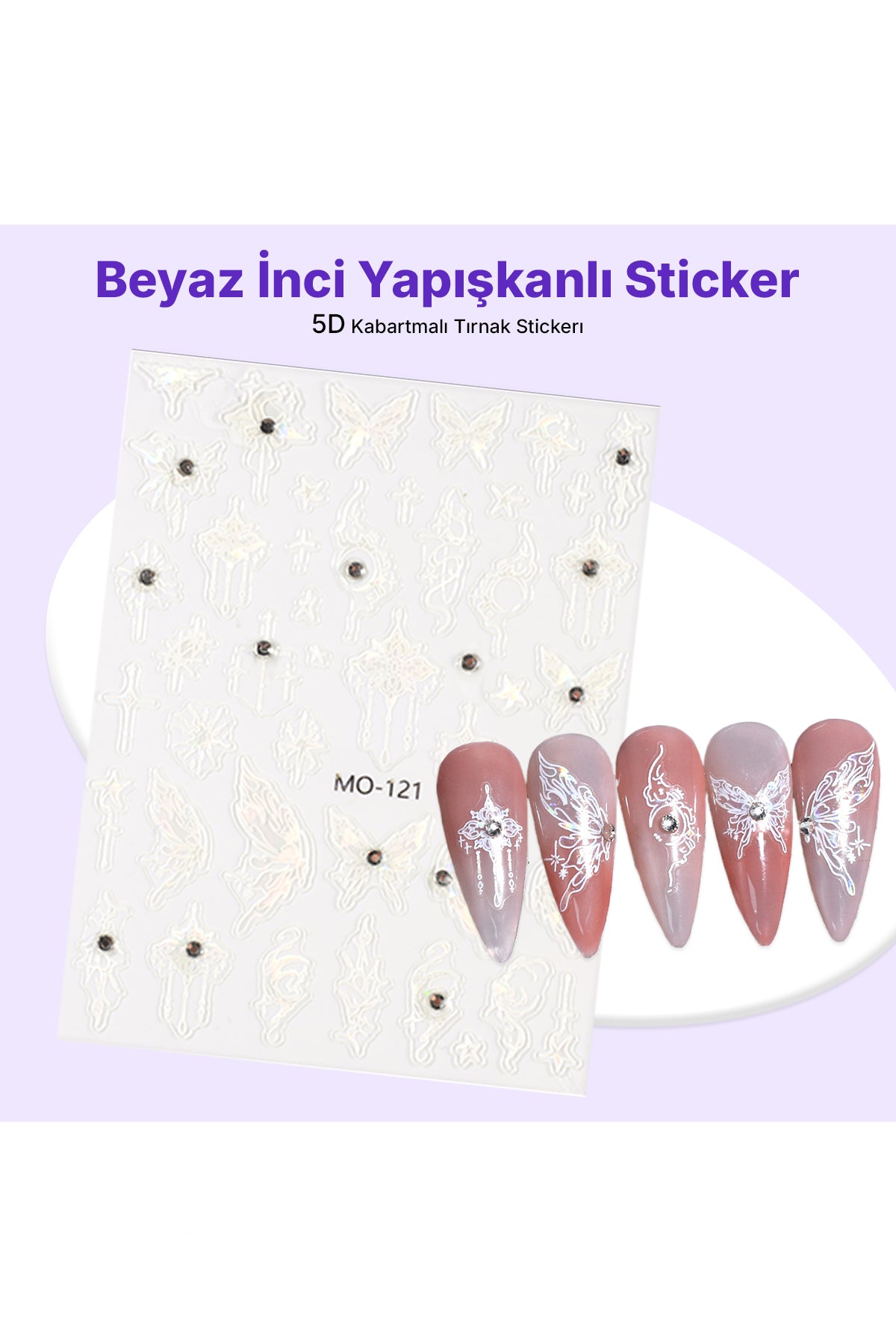 STC-MO-121 - Beyaz İnci Yapışkanlı Sticker