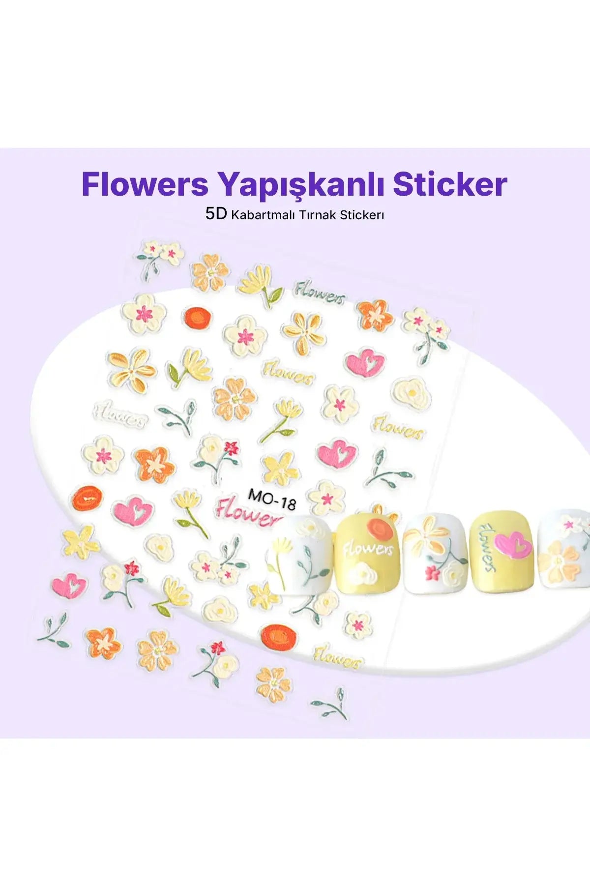 STC-MO-18 - Flowers Yapışkanlı Sticker Takma Takma