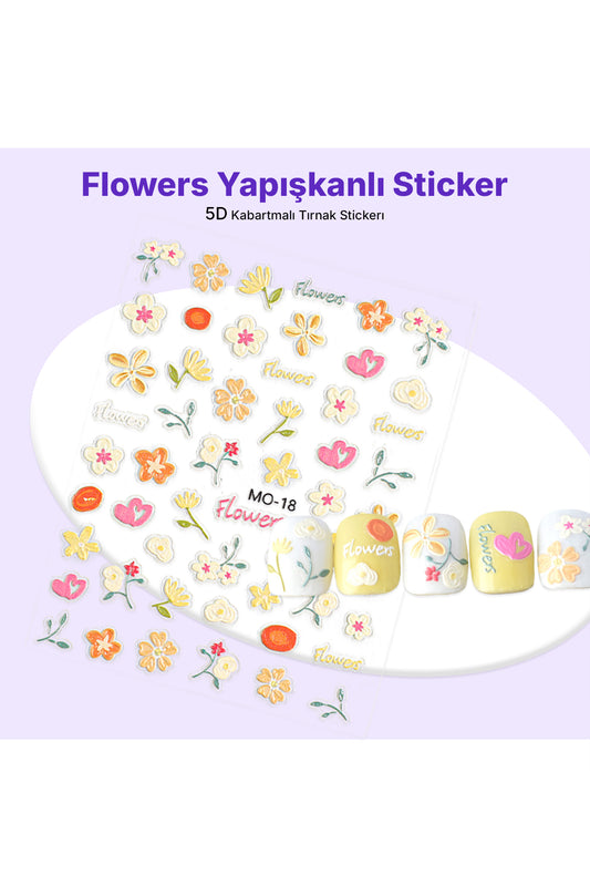 STC-MO-18 - Flowers Yapışkanlı Sticker