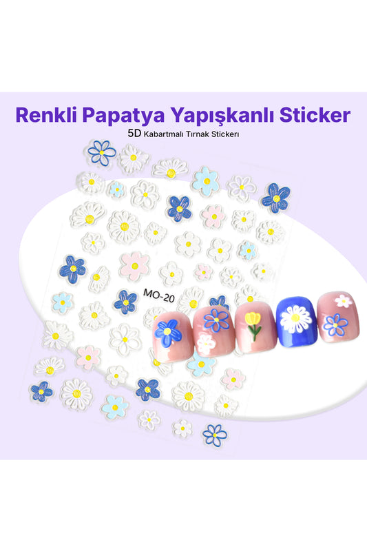 STC-MO-20 - Renkli Papatya Yapışkanlı Sticker