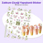 STC-MO-22 - Zakkum Çiçeği Yapışkanlı Sticker - 10'lu Tekrar Kullanılabilir El Yapımı Protez Takma Tırnak
