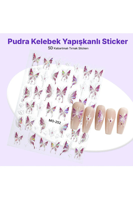 STC-MO-252 - Pudra Kelebek Yapışkanlı Sticker