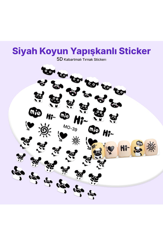 STC-MO-39 - Siyah Koyun Yapışkanlı Sticker