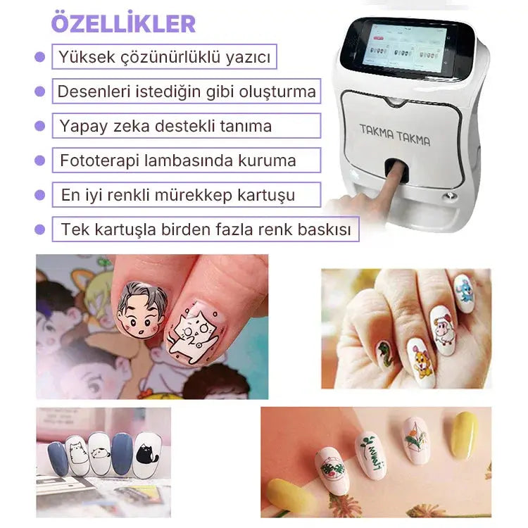 Takma Takma Nail Printer Tırnak Yazıcı Cihaz Takma Takma