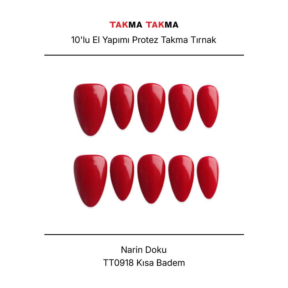 Takma Tırnak Tekrar Kullanılabilir El Yapımı Protez Narin Doku - 10'lu Kısa Oval