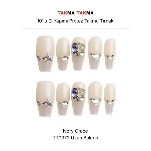 Takma Tırnak Tekrar Kullanılabilir El Yapımı Protez Painit Aria - 10'lu