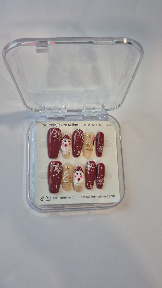 Tekrar Kuıllanılabilir Takma Tırnak Yeni Yıl XS Beden