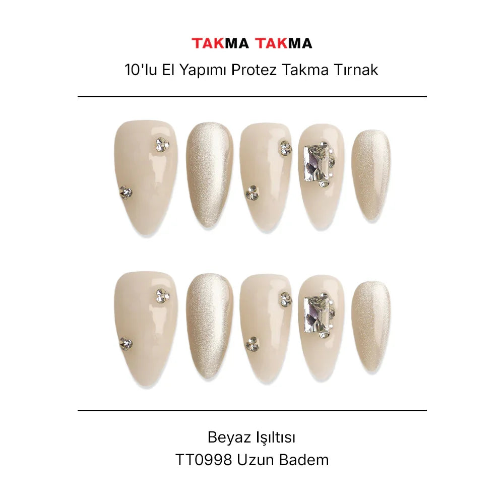 Tekrar Kullanılabilir El Yapımı Protez Takma Tırnak Danburit Noktürn - 10'lu TT0998