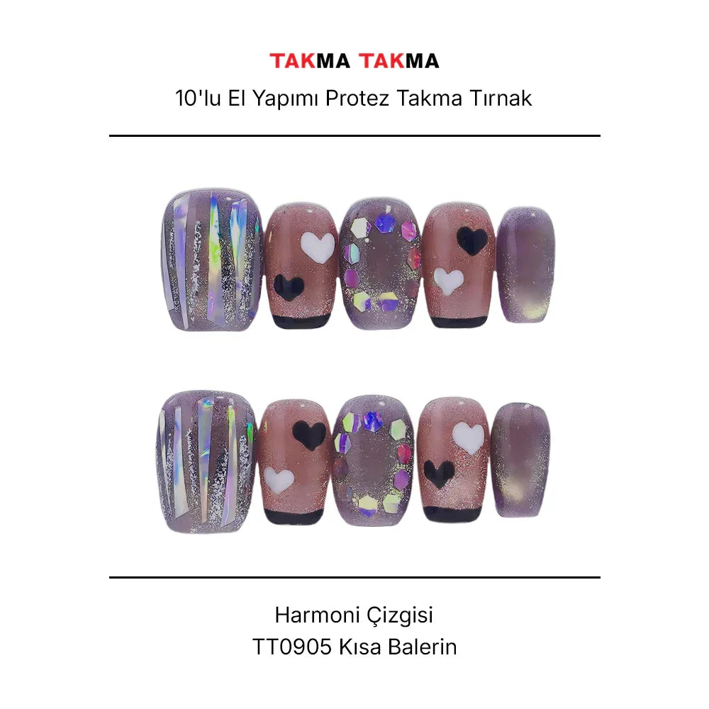Tekrar Kullanılabilir El Yapımı Protez Takma Tırnak Inuus Bereketi TT0905 - 10'lu