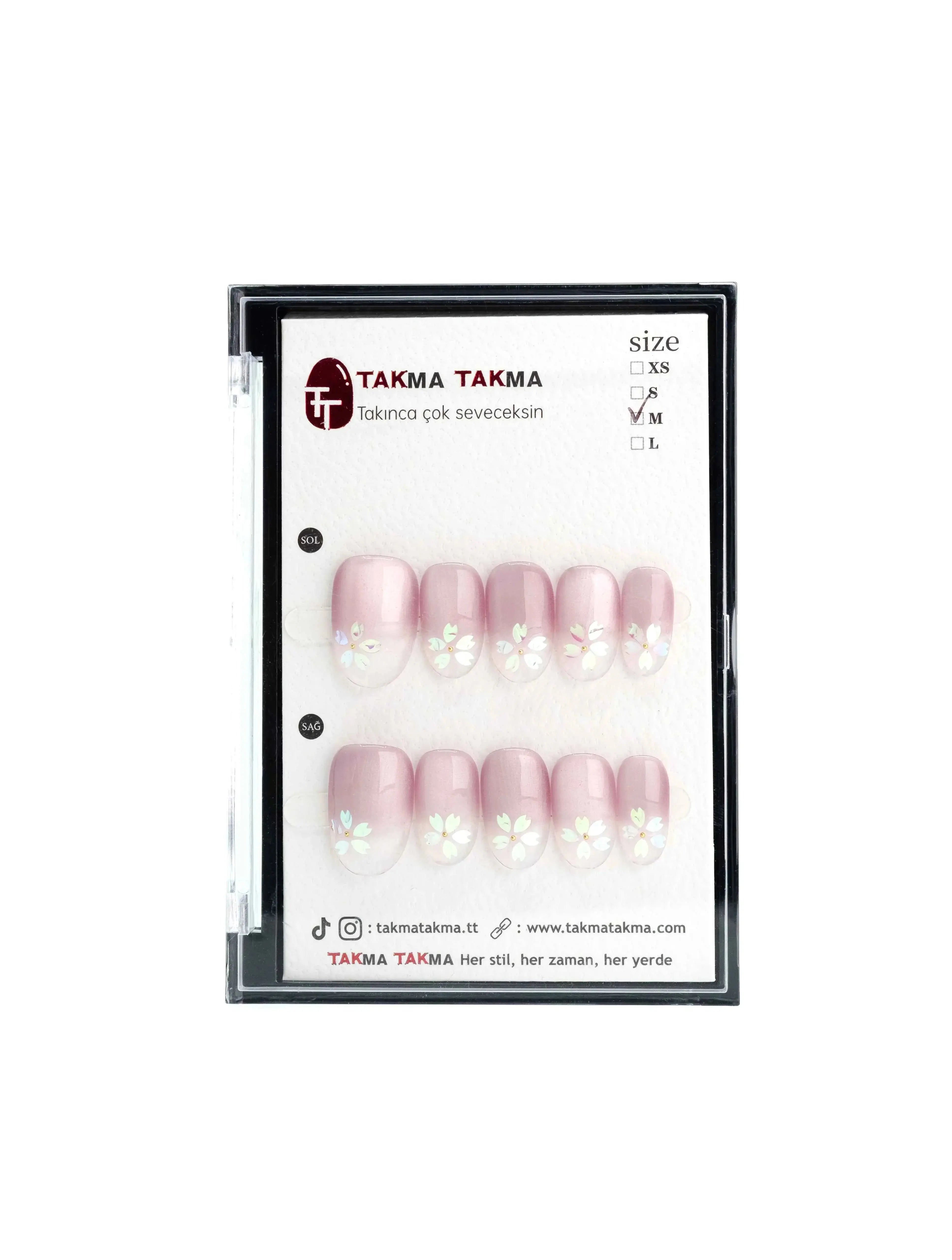 10'lu Pembe Kısa Oval TT1020 Tekrar Kullanılabilir El Yapımı Protez Takma Tırnak Takma Takma