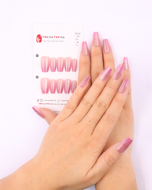 Tekrar Kullanılabilir El Yapımı Protez Takma Tırnak TT1149 - Cold Pink - 10'lu