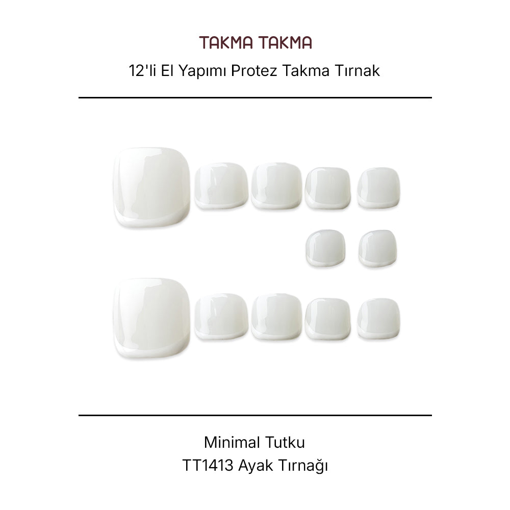 Tekrar Kullanılabilir El Yapımı Protez Takma Tırnak TT1413 Minimal Tutku 10'lu