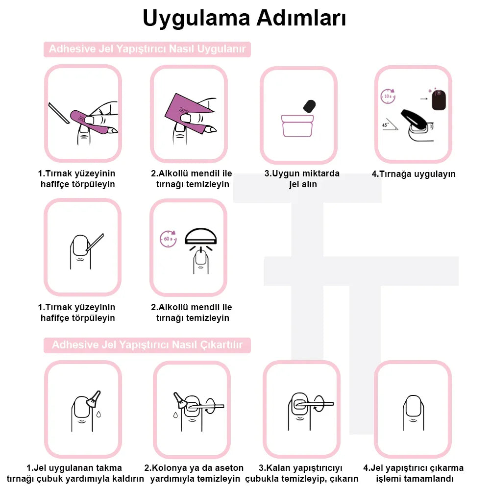 TT0685 - İnciHarmoni - 10'lu Tekrar Kullanılabilir El Yapımı Protez Takma Tırnak