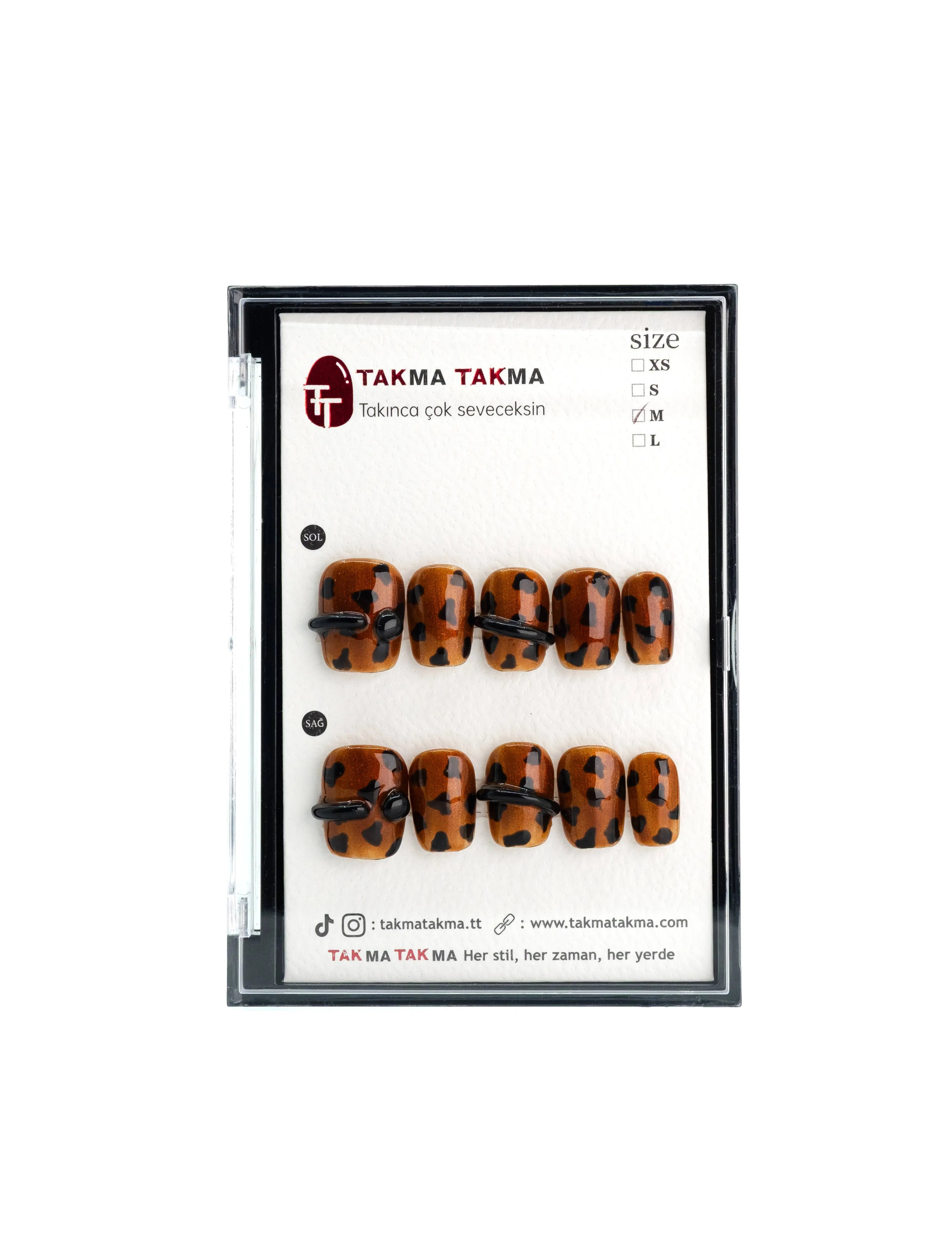 10'lu Kahverengi Kısa Balerin TT0704 Tekrar Kullanılabilir El Yapımı Protez Takma Tırnak Takma Takma