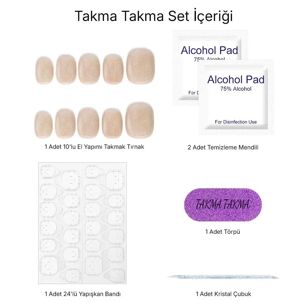 TT0930 - 0930 Pudicitia Tevazusu - 10'lu Tekrar Kullanılabilir El Yapımı Protez Takma Tırnak Takma Takma
